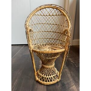 vintage wicker peacock chair plant stand